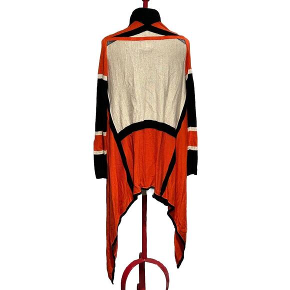 Anthropologie La Fee Verte Cardigan Color Block Sweater Orange Gold Black M/L - Picture 2 of 14